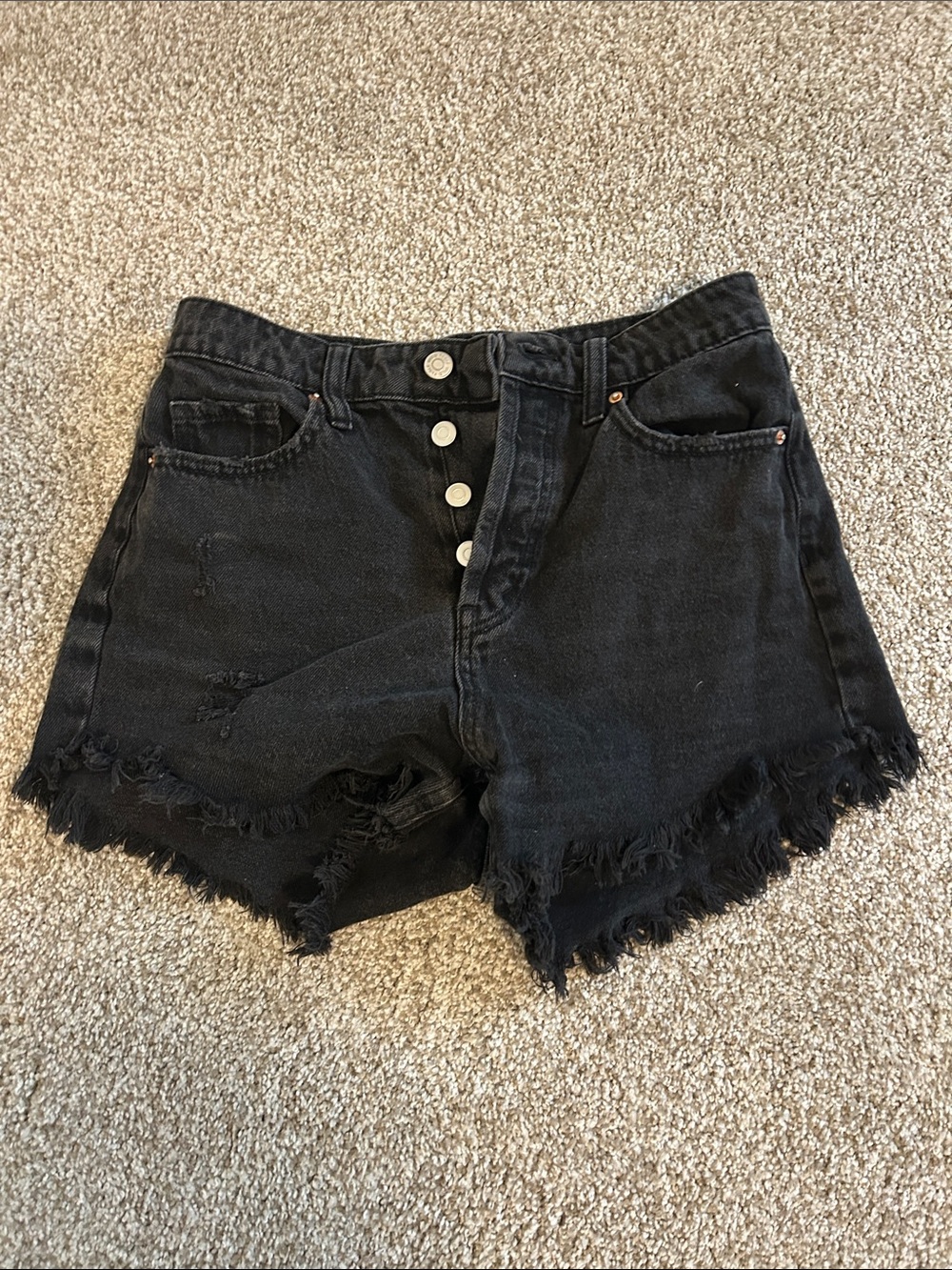 wild fable Black High-Rise Distressed Denim Shorts